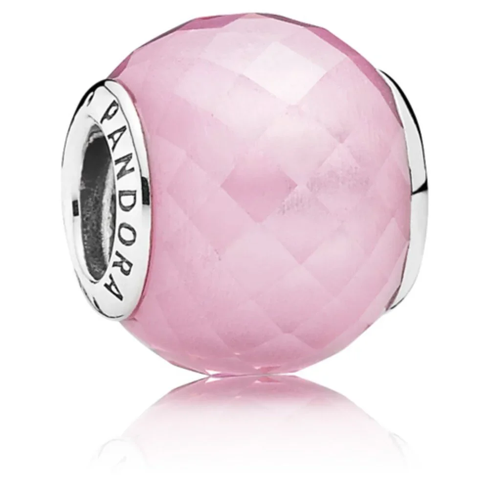 PANDORA Petite Facets Charm with Pink Zirconia Authentic Silver Sparkling - Picture 1 of 11
